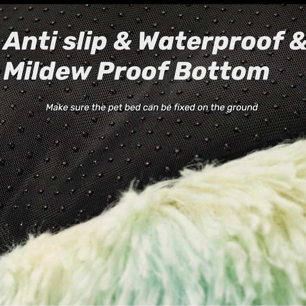 Dog bed new cat fluffy thick soft rainbow donut bed cat bed